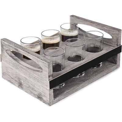 China Europe Customized Processing Solid Wood Beer Rack For Vintage Household Bullet Cup Liquor Rack for sale