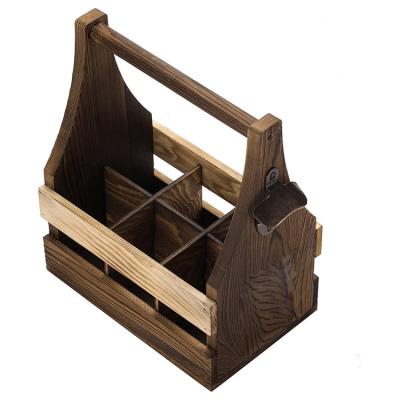 China Creative Viable Wooden Beer Box Restaurant Red Wine Wooden Beer Box Hotel Wine Rack Box Solid Wood Portable OEM for sale