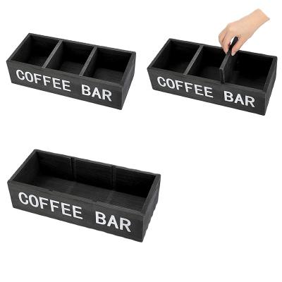 China Custom Wooden China Coffee Storage Box with Detachable Grid, Coffee Station Storage Box Coffee Capsule Holder for Storing Country Co for sale