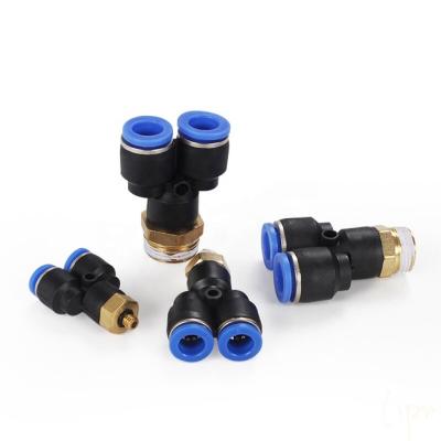 China Pneumatic System Plastic Pneumatic Hose Fittings Connector Fitting Quick Push For Air Water Connecting PY PW Connect 4 6mm 8mm 10mm 12mm Y Shape for sale