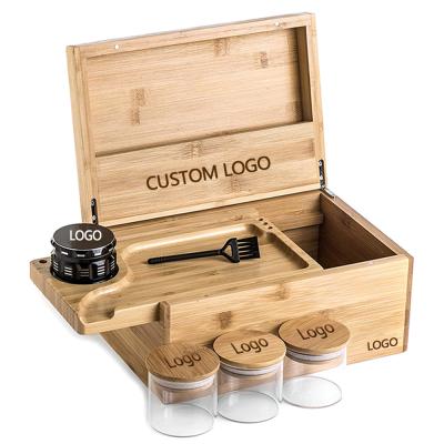 China Hot-selling Handmade Natural Amazonian Grass Stash Box Natural Hemp Bamboo Stash Box With Rolling Tray for sale