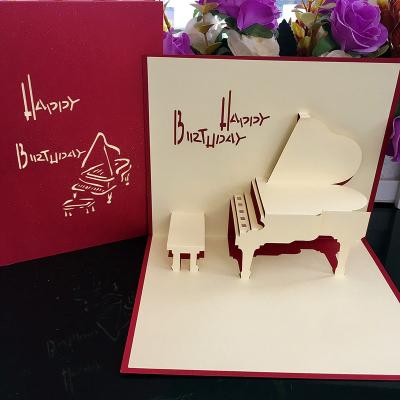 China Europe 3d Piano Pop Up Birthday Greeting Card Paper Laser Cutting Music Gift Card for sale