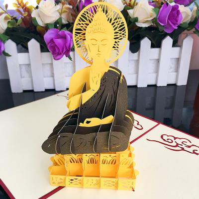 China Europe The 3d Buddha Pop Up Greeting Card Creative Travel Postcard Folding Paper Card for sale