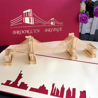 China Europe Brooklyn Bridge 3d Pop Up Card Die Cut Paper Card DIY Handmade Paper Construction Card for sale