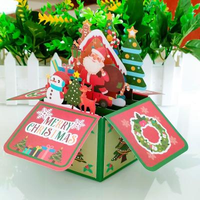 China Europe Original 3d Design Pop Up Christmas Greeting Card Paper Box Happy New Year Cards Christmas Eve Party Decoration for sale