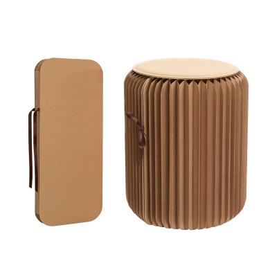 China Foldable Fancy Brown Portable Paper Furniture Folding Stool Honeycomb Paper Color Notebook Stool for sale