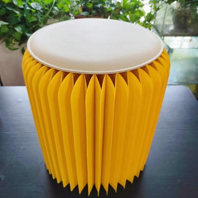 China Fashion Foldable Paper Stools Yellow Color Honeycomb Design Folding Paper Furniture Like A Notebook Stool for sale