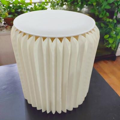 China Foldable White Creative Design Paper Furniture Honeycomb Stool Folding Paper Color Portable Waiting Stool for sale