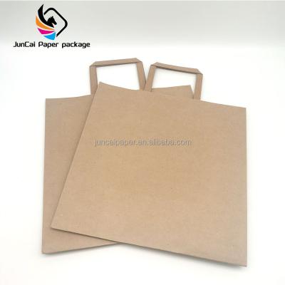 China Brown or white paper biodegradable inexpensive grocery bag/paper shopping bag/durable kraft paper bag, accept custom size and logo printed fla for sale