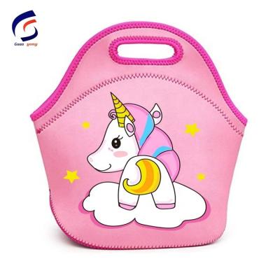 China Custom Promotional Unicorn Flamingo Printed Logo Insulated Neoprene Cooler Bag Insulated Lunch Bag For Kids for sale