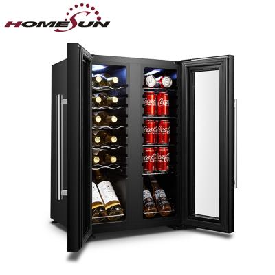 China Homesun Double Zone Wine Cooler Refrigerator Decorative Wine Fridges For Beer for sale