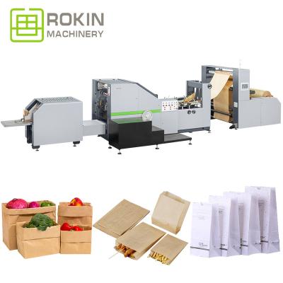 China Hotels ROKIN BRAND Competitive Price Top Roll Fed Paper Bag Making Machine Square Bottom Paper Bag Machine for sale