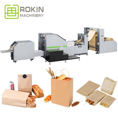 China Hotels ROKIN BRAND CE Certificate Well Organized Paper Bag Handle Making Machine Square Bottom Paper Bag Machine for sale