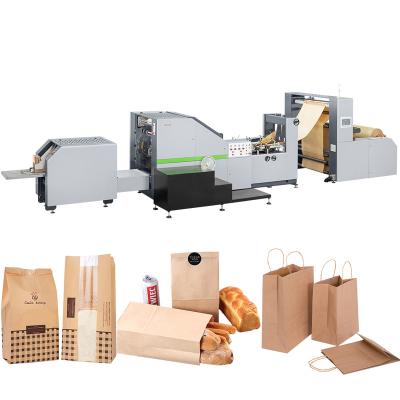 China Hotels ROKIN BRAND Recycling High Efficiency Square Bottom Paper Bag With Handle Making Machine for sale