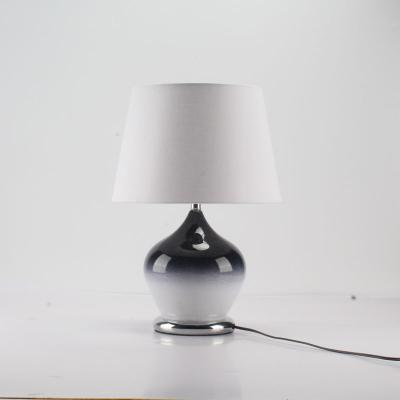 China Modern Contemporary Glass Plated Table Lamp Fabric Shade Base Retro Lamp Home Decor Near Led Desk Light for sale