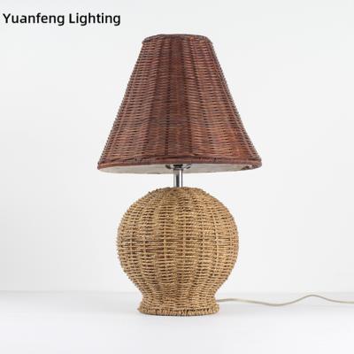 China 2020 hot selling antique table lamps rattan lampshade led lampshade from Yuanfeng lighting manufacturer for sale