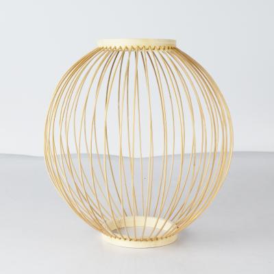 China Asian Handmade Round Lantern Shape Bamboo Pendant Lamp Shade For Living Room Decor for sale