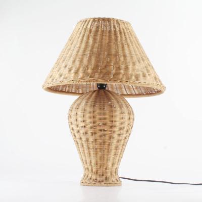 China Modern European Style Nordic Rural Living Room Handmade Rattan Lighting Table Natural Lamp for sale