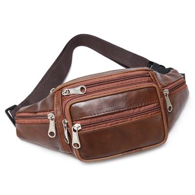 China Genuine Leather Waist Pack Waist Pack Bag Male Waterproof Leather Trim Fanny Pack Shoulder Bags Fashion Luxury Small For Men for sale