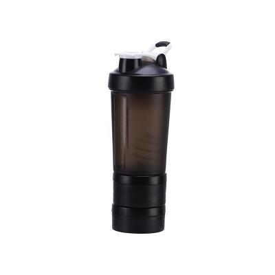 China Custom Logo Viable THREE Layers 500ml Protein Shaker Bottle, GYM BPA Free Drinking Water Shaker Bottle for sale