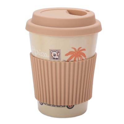 China Travel Viable Black Bamboo Fiber Style Brief Cute Coffee Mugs With Lid, Coffee Travel Plastic Cute Mugs for sale