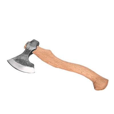 China Hot Selling Outdoor Survival Carbon Steel Viking Ax Bearded With Wooden Handle Hand Forge Ax for sale