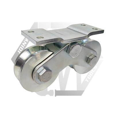 China Traditional Galvanized Sliding Door Roller With Double Plates Zinc V Groove Steel Pulley Wheel For Sliding Door for sale