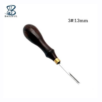 China Wholesale 1.3mm Sandalwood Leathercraft Leather Working Wooden Handle Tools DIY Handmade Leather Edge Beveler for sale