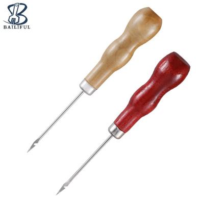 China Leather Working Hot Selling Double Squash Shaped Handle Wood Awl Stitching Stitching Awl for sale