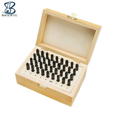 China Leather Punch Pliers Tool 4mm Digital Steel Printing Leather Stamping Tool Custom Leather Stamping Tool With Wooden Box Leather Craft Stamps Tool Kit for sale