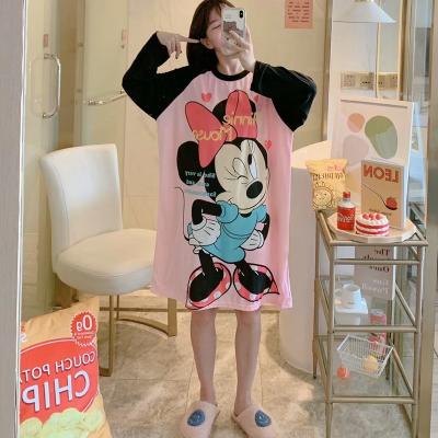 China QUICK-DRY Nightgown for Women Summer2021Women's Cute Cartoon Thin Long Sleeved Pajamas for sale