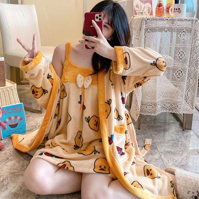 China QUICK DRY Women's Pajamas Women's Pajamas Kimono Sling Flannel Winter Suit Two Piece Bathrobe for sale