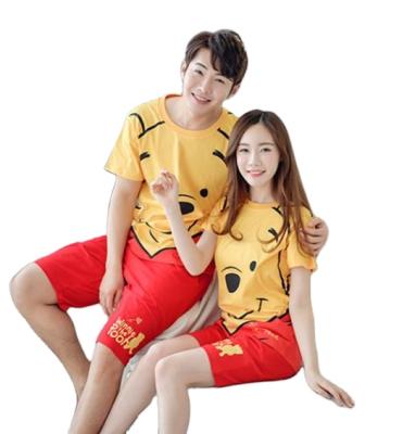 China Breathable couple's short-sleeved pajamas lightly milk pajamas silk women's student men's home wear suit for sale