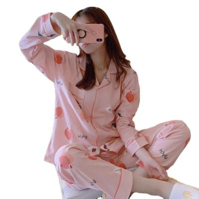 China QUICK DRY in stock autumn pajamas women's lapel cartoon homewear pajamas best-selling long-sleeved suit for sale