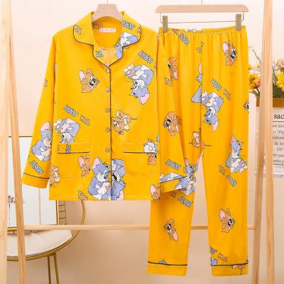 China Autumn Milk QUICK DRY silk cardigan pajamas long sleeve pants homewear plus size plus size fatmm250Jin two piece set for sale