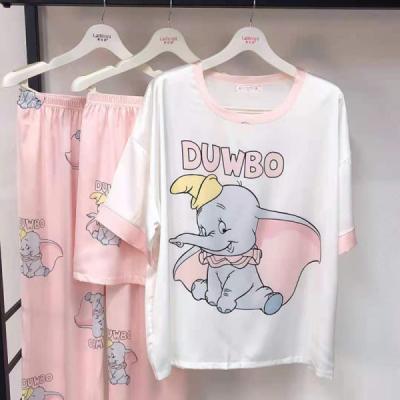 China QUICK DRY Women's Pajamas Summer Mickey Three-Piece Suit Loungewear Silk Soft Cute Internet Celebrity Live Hot for sale