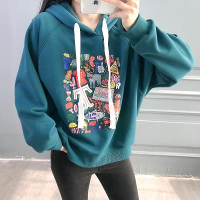 China Hong Kong Style Casual Lazy Hooded Cartoon Cotton Bat Plush WY226 Long Sleeve Women's Sweater for sale