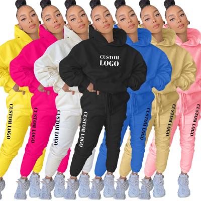 China A9701 Anti-wrinkle Popular Pink Color Women's Sweatshirts Sweatpants And Hoodie Set Two Piece Sets Custom Sweatsuits for sale