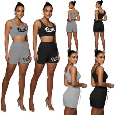 China Anti-pilling women's clothing 2021 summer short set 2 piece set woman plus size women clothing with or without underwire wxyD8840 for sale