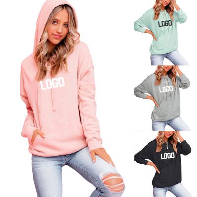 China 2021 Autumn Winter Kangaroo Pocket Sweater Woman Clothing Breathable Casual Loose Top LOGO Women Hoodies Custom Cotton Sweatshirts for sale