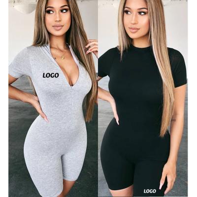 China Free Shipping Slim Cotton Anti-pilling Clothing With Zippers Short Sleeve Tight Hip Up Short Sports Overalls For Women Two Ways Wear FD835 for sale