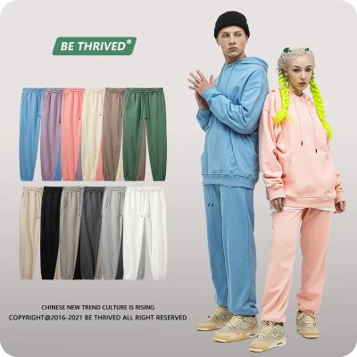 China JX2232 2021 Viable 100% Pure Cotton Terry 12 Color Sports High Street Fashion OEM Women Sweatpants Loose Joggers for sale