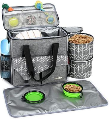 China Dog Treat Bag Dog Travel Bag with Multifunctional Pockets with Food Container Bag and Collapsible Bowl Included, Perfect for Dogs for sale