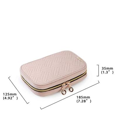 China Household Travel Jewelry Organizer Case Small Jewelry Roll for Travel Necklaces Earrings-Rings Soft Pink for sale