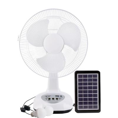 China Air 12 Inch 3 Blades Cool Solar Fan Electric Table Charging Fan with Power Bank Function Portable and Solar Rechargeable Fan for sale