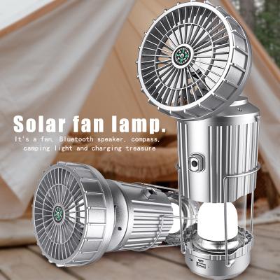 China Portable Folding Solar Power Hanging Camping Multi Lantern Outdoor Camping Camping Tent Lamp Speaker Lantern Fan Power Supply for sale