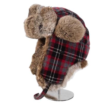 China breathable & Winter Waterproof Hat For Men Women Rabbit Fur Ear Hat Real Warm for sale