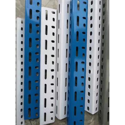 China Assemble Light Shelves Universal Slotted L Angle Steel Bar 0.8mm Thickness 2.5mm Slotted Angle Steel Powder Colored Slotted Angle Steel For Sale for sale