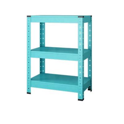 China Minimalist Perforated Metal Rivet Burying Less 5 Layers Steel Angle Shelving Boltless Backing All Metal for sale