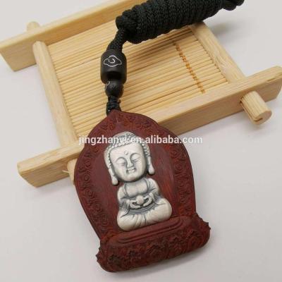 China BOHEMIA Wood Inlaid Silver Pendant Jingzhanyi Jewelry Factory Design and Manufacture Ebony Wood Inlaid Silver Metal Pendant for sale